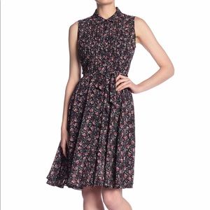 Sleeveless Collar Floral Shirt Dress